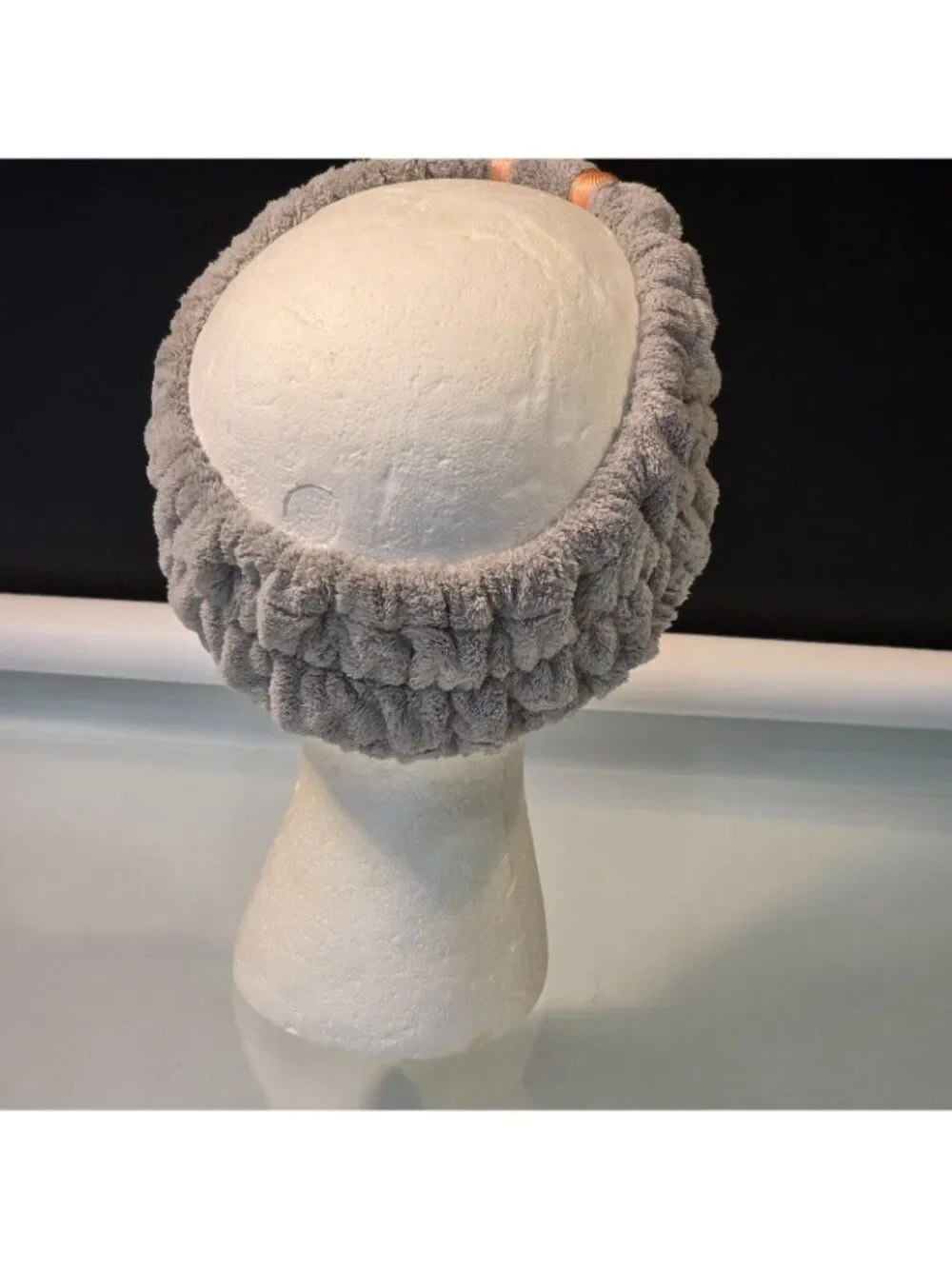 Gray Plush Terry Cloth Microfiber Headband Skin Care Makeup Hair Management Spa